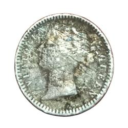 Alternative view of British India Silver 1/4 Rupee "EAST INDIA COMPANY "Year 1840 Queen DIVIDED LEGEND Used Condition.