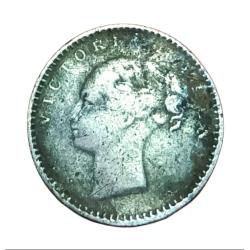 Alternative view of British India Silver 1/4 Rupee "EAST INDIA COMPANY "Year 1840 Queen CONTINUOUS LEGEND Used Condition