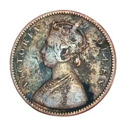 Alternative view of British India ONE QUARTER ANNA Year 1862 QUEEN VICTORIA **V. SCARE** High Collectable Grade.
