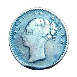 Alternative view of British India Silver 1/4 Rupee "EIC" CONTINUOUS LEGEND Queen Victoria **RARE** Collectable Grade..