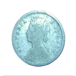 Alternative view of British India Silver 2 ANNA'S Year 1892 VICTORIA EMPRESS in Used Condition.