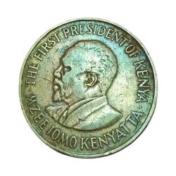 Alternative view of KENYA Brass 10 CENTS Year 1969 "Big Size" MZEE JOMO KENYATTA Portrait in Collectable Grade.