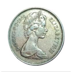 Alternative view of UNITED KINGDOM Cu/Ni NEW 10 PENCE Year 1968 Queen ELIZABETH-II **SCARE** High Grade.
