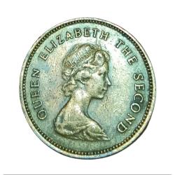 Alternative view of HONG KONG Brass 50 CENTS Year 1977 Queen ELIZABETH-II in Collectable Grade.