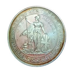 Alternative view of BRITAIN Silver TRADE DOLLAR TOKEN Special LIMITED Edition 50th INDEPENDENCE DAY "GANDHI" UNC Grade.