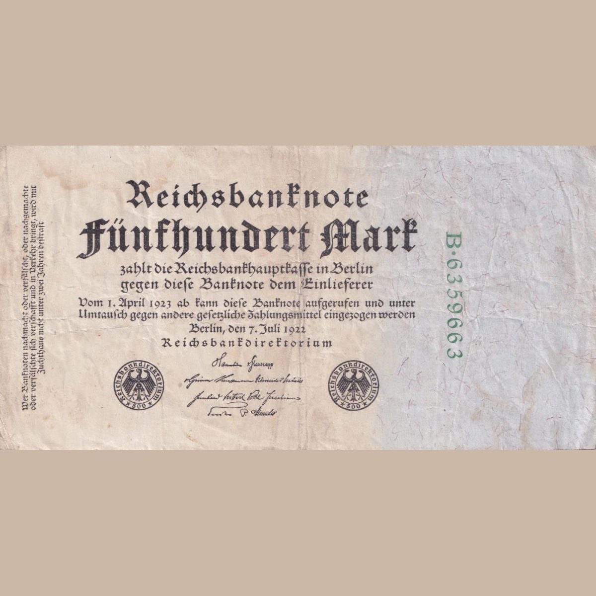 Funf Five Millionen Mark 1923 Rare Lowest Price Bank Note