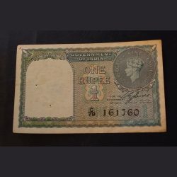 Rs 1 very rare note British period 1940 George sixthvery fine condition extra fine plus condition sa