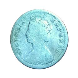 Alternative view of British India Silver 2 ANNA'S Key Date Year 1888 VICTORIA EMPRESS **SCARE** Collectable Grade.