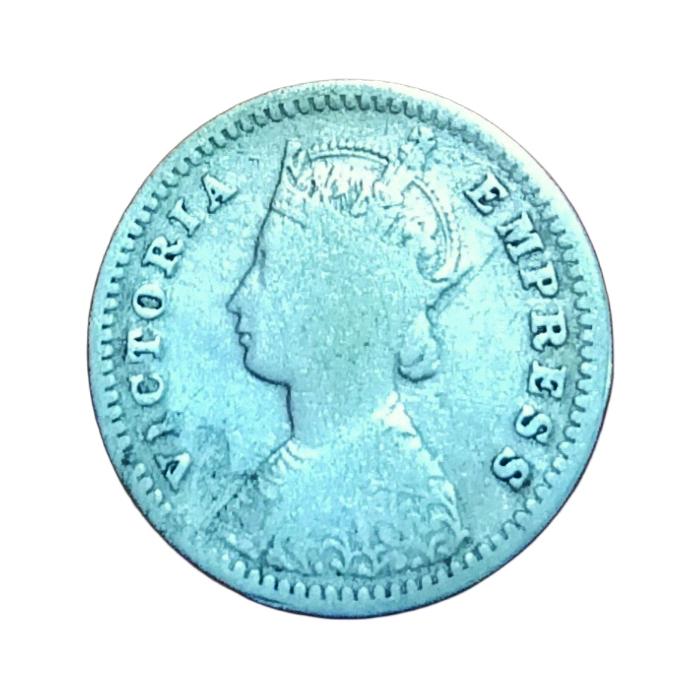 British India Silver 2 ANNA'S Key Date Year 1888 VICTORIA EMPRESS **SCARE** Collectable Grade. - Image 2