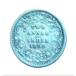 British India Silver 2 ANNA'S Year 1890 VICTORIA EMPRESS in Collectable Grade.