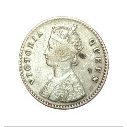 Alternative view of British India Silver 2 ANNA'S Key Date Year 1875 QUEEN VICTORIA **RARE** High Collectable Grade.