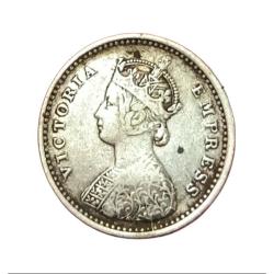 Alternative view of British India Silver 2 ANNA'S Key Date Year 1877 VICTORIA EMPRESS **RARE** High Collectable Grade.