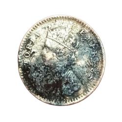 Alternative view of British India Silver 2 ANNA'S Key Date Year 1883 VICTORIA EMPRESS **SCARE** Collectable Grade.