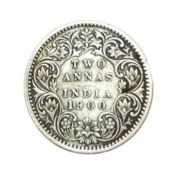 British India Silver 2 ANNA'S Key Date Year 1900 VICTORIA EMPRESS **V.SCARE** High Collectable Grade