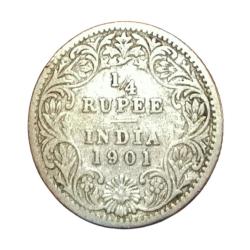 British India Silver 1/4 Rupee Year 1901 VICTORIA EMPRESS in Collectable Grade.