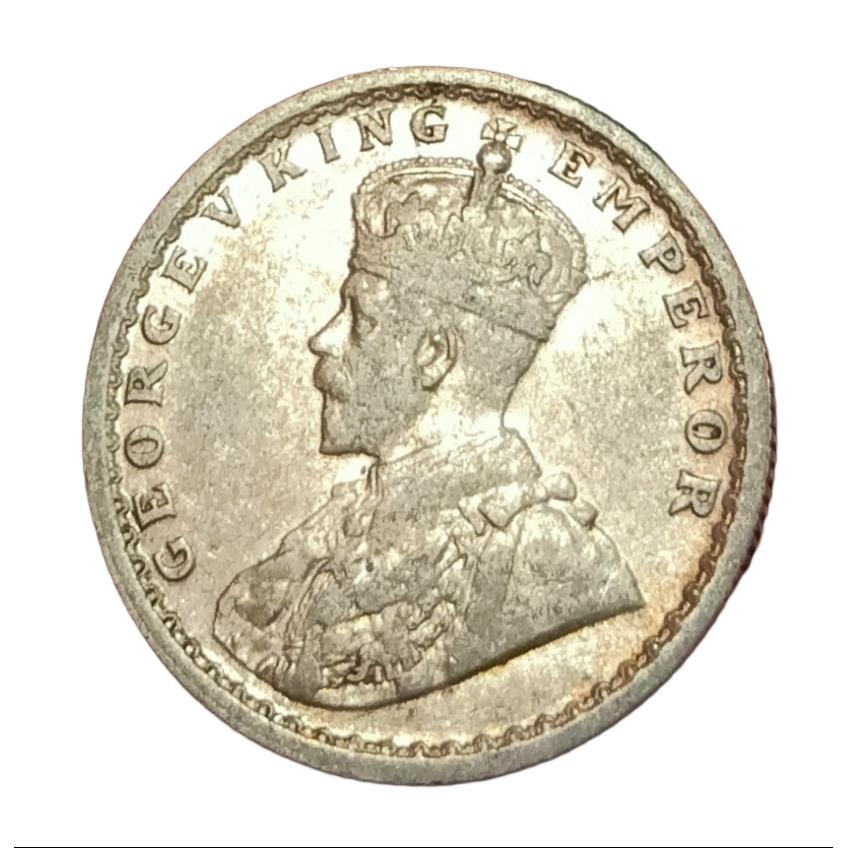 British India Silver 1/2 Rupee KEY DATE Year 1915 King GEORGE-V **RARE** High Grade. - Image 2