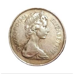 Alternative view of UNITED KINGDOM NEW 10 PENCE Cu/Ni Year 1969 Queen ELIZABETH-II in Collectable Grade.