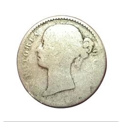 Alternative view of British India Silver 1/4 Rupee Year 1840 "EIC" Victoria DIVIDED LEGEND **V. SCARE** Poor Grade.