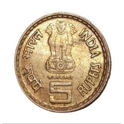 Alternative view of 5 Rupees Cu/Ni COMM. Issue DADABHAI NAROJI "HYDERABAD" Mint **RARE** High AUNC Grade.