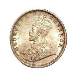 Alternative view of British India Silver 1/4 Rupee Year 1919 King GEORGE-V in AUNC Grade with Mint Luster