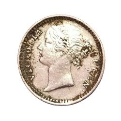 Alternative view of British India Silver 1/4 Rupee "EIC" Year 1840 Victoria DIVIDED LEGEND in Collectable Grade.