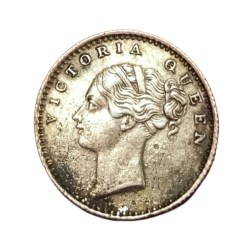 Alternative view of British India Silver 1/4 Rupee "EIC" Year 1840 Victoria CONTINUOUS LEGEND in High Grade.