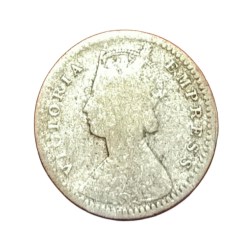 Alternative view of British India Silver 2 ANNA'S Year 1889 VICTORIA EMPRESS in Used Condition.