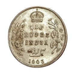 British India Silver Rupee Year 1903 King EDWARD-VII in High Collectable Grade.