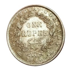 Alternative view of BI Silver Rupee Year 1840 “EIC” Victoria CONTINUOUS LEGEND “ENGLISH & INDIAN HEAD” SET Top Grade.