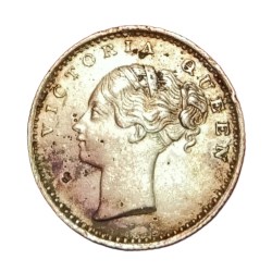 Alternative view of British India Silver 1/4 Rupee “EIC” Year 1840 Victoria CONTINUOUS LEGEND in High Grade.