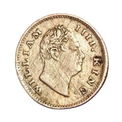 Alternative view of British India Silver 1/4 Rupee “EIC” Year 1835 King WILLIAM-IIII High Collectable Grade.