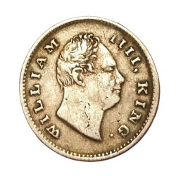 Alternative view of British India Silver 1/4 Rupee “EIC” Year 1835 King WILLIAM-IIII **RARE** High Grade.