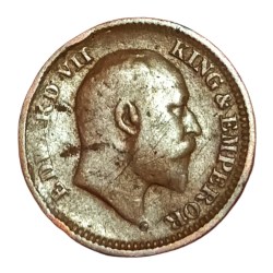 Alternative view of British India 1/2 PICE Year 1907 King EDWARD-VII with GHOSTING Error in Collectable Grade.