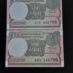 RARE ONE RUPEE JODI NO with 786 UNC CONDITION