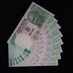 5 Rupee Gandhi Note Fancy Set of 8 Notes UNC