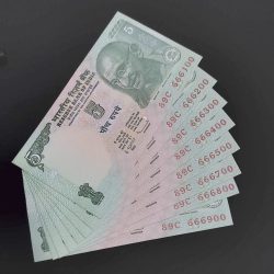 5 Rupee Gandhi Note Fancy Set of 8 Notes 89C 666100 UNC