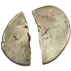 Alternative view of Ancient Magadha Imperial Silver Punch Marks W=3.5g approx Big Flan Round Shaped Broken 2 Parts
