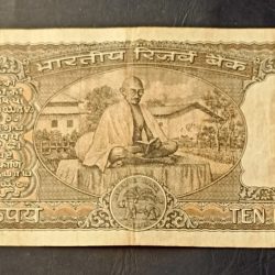 Alternative view of Reserve Bank of India 10 rs note Governor l.k. jha Backside of Mahatma Gandhi Same and similar n