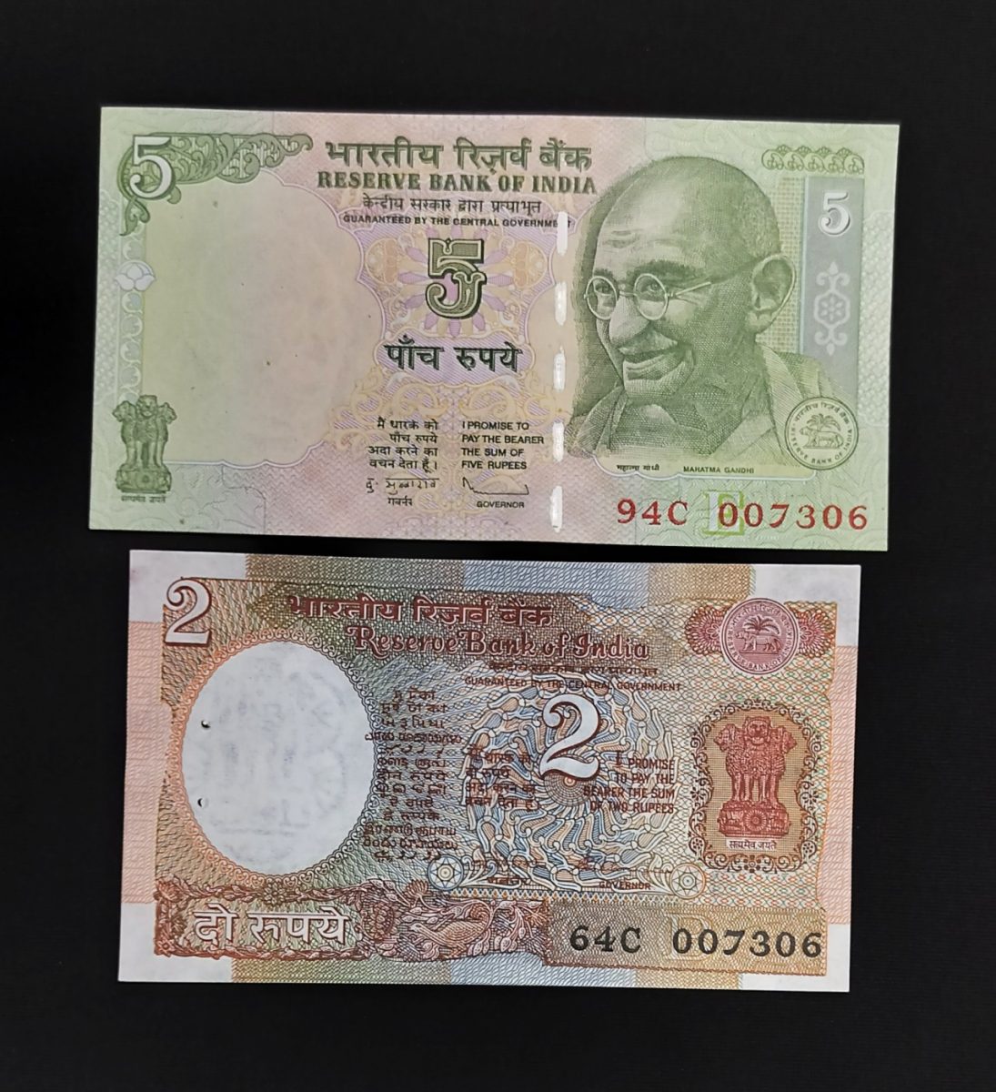 5 Rupee 2 Rupee Fancy JAMES BOND JODI NO 007306 UNC