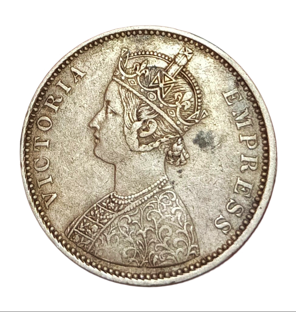 British India Silver Rupee Year 1879 VICTORIA EMPRESS with Dot **RARE** High Grade. - Image 2