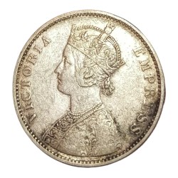 Alternative view of British India Silver Rupee Year 1880 VICTORIA EMPRESS with Dot **V. SCARE** High Grade.