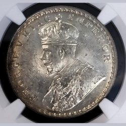 ONE RUPEE 1919 GEORGE V KING EMPEROR NGC GRADED MS 64