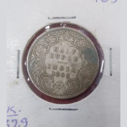 Half rupee coin Victoria empress 1893 bombay mint
