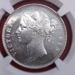 Alternative view of One Rupee coin 1840 MS 62 NGC Graded