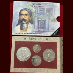 Alternative view of Sri Aurobindo Unc Set 4 coin set Mumbai mint Rare set
