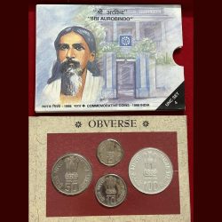 Sri Aurobindo Unc Set 4 coin set Mumbai mint Rare set