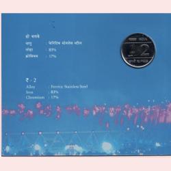 2010-UNC Set-XIX Commonwealth Games Delhi-Hyderabad Mint-2 Rupees Coin.