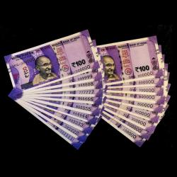 Rs 100 India Banknote 19 Note Solid Fancy Number Set 111111 to 1000000 Gem Unc Unique and Rare