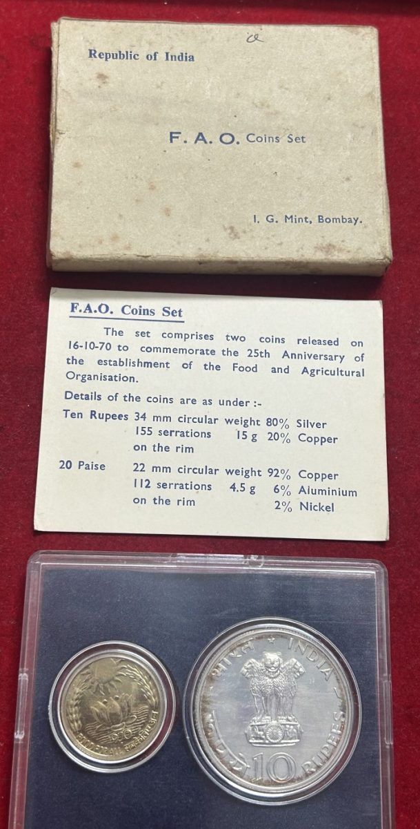 1970 Proof set (f.a.o.) two coins set with card box certificate