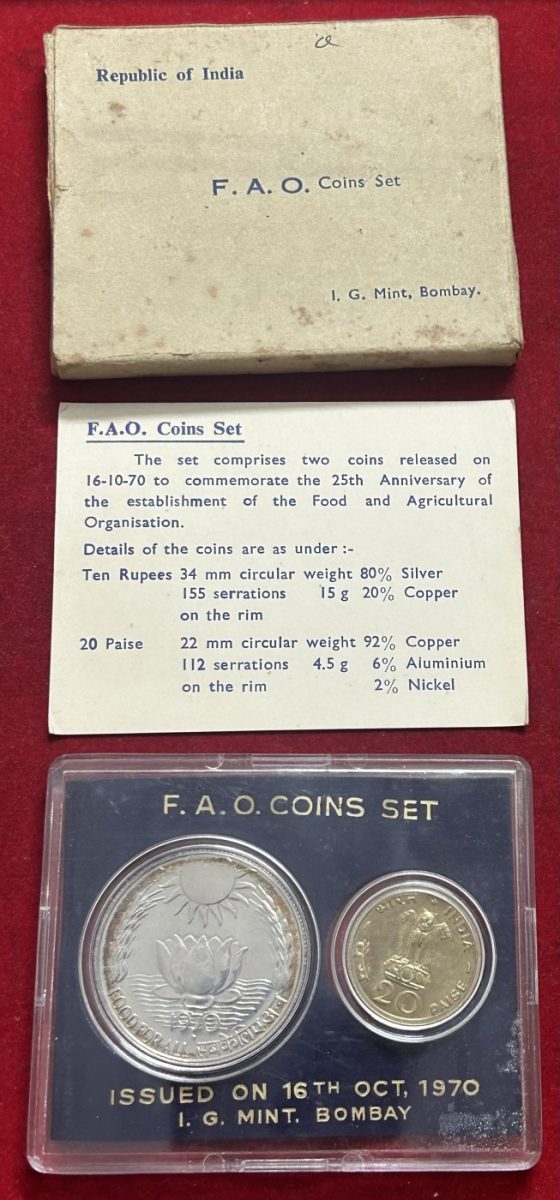 1970 Proof set (f.a.o.) two coins set with card box certificate